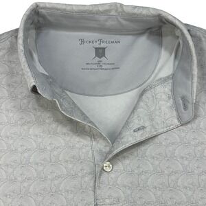 Hickey Freeman Golf Mens Large Grey Geometric Wave Performance Polo Shirt L